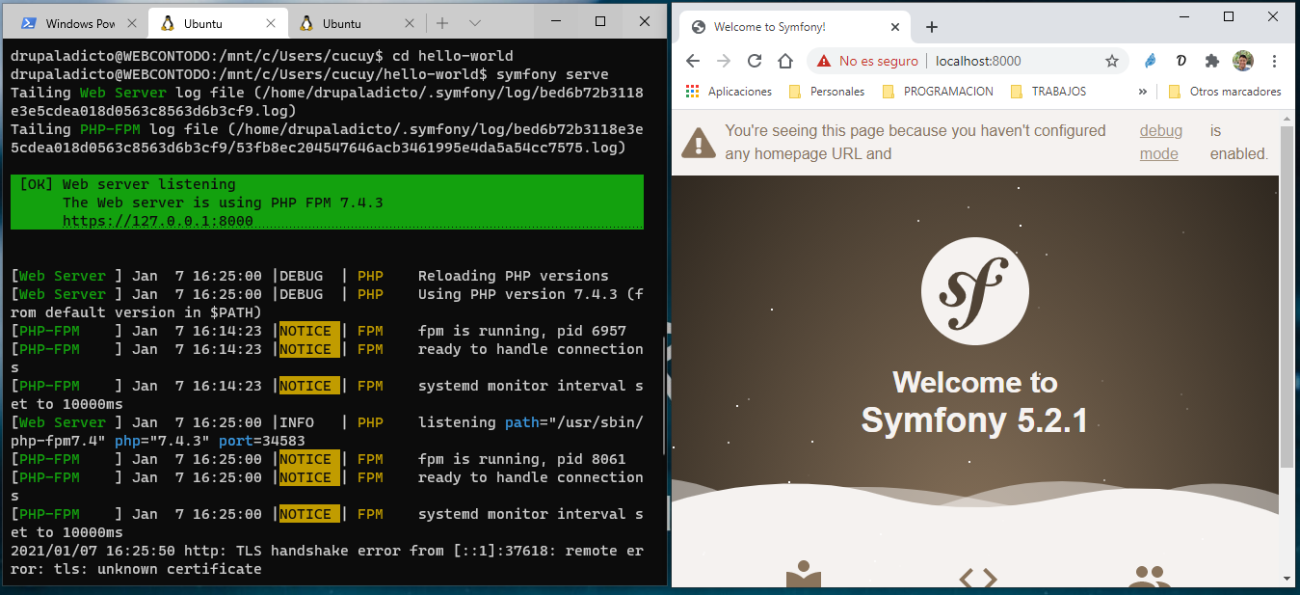 symfony funcionando correctamente